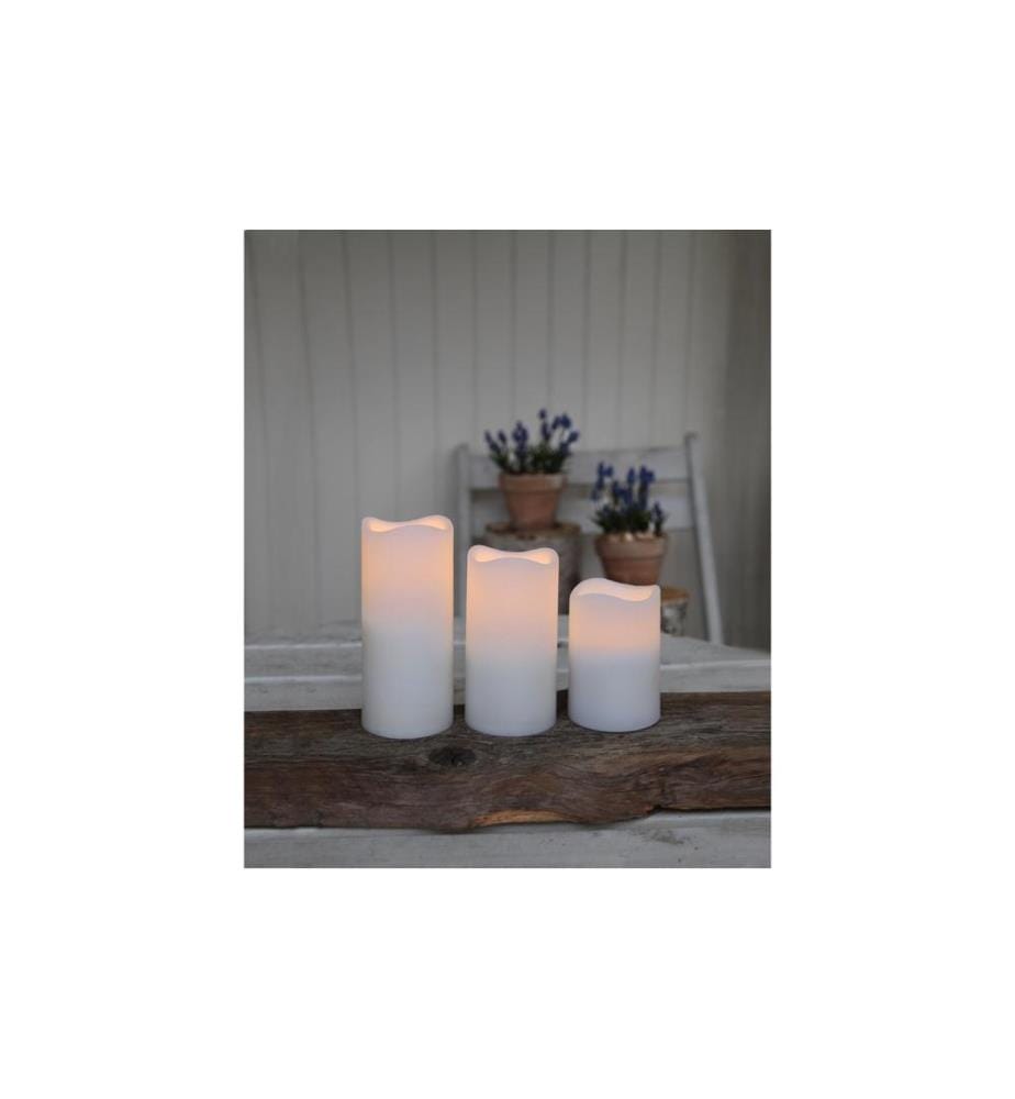 STAR TRADING - LED-Kerzen Set Pillar Paul 3er Pack, Weiss