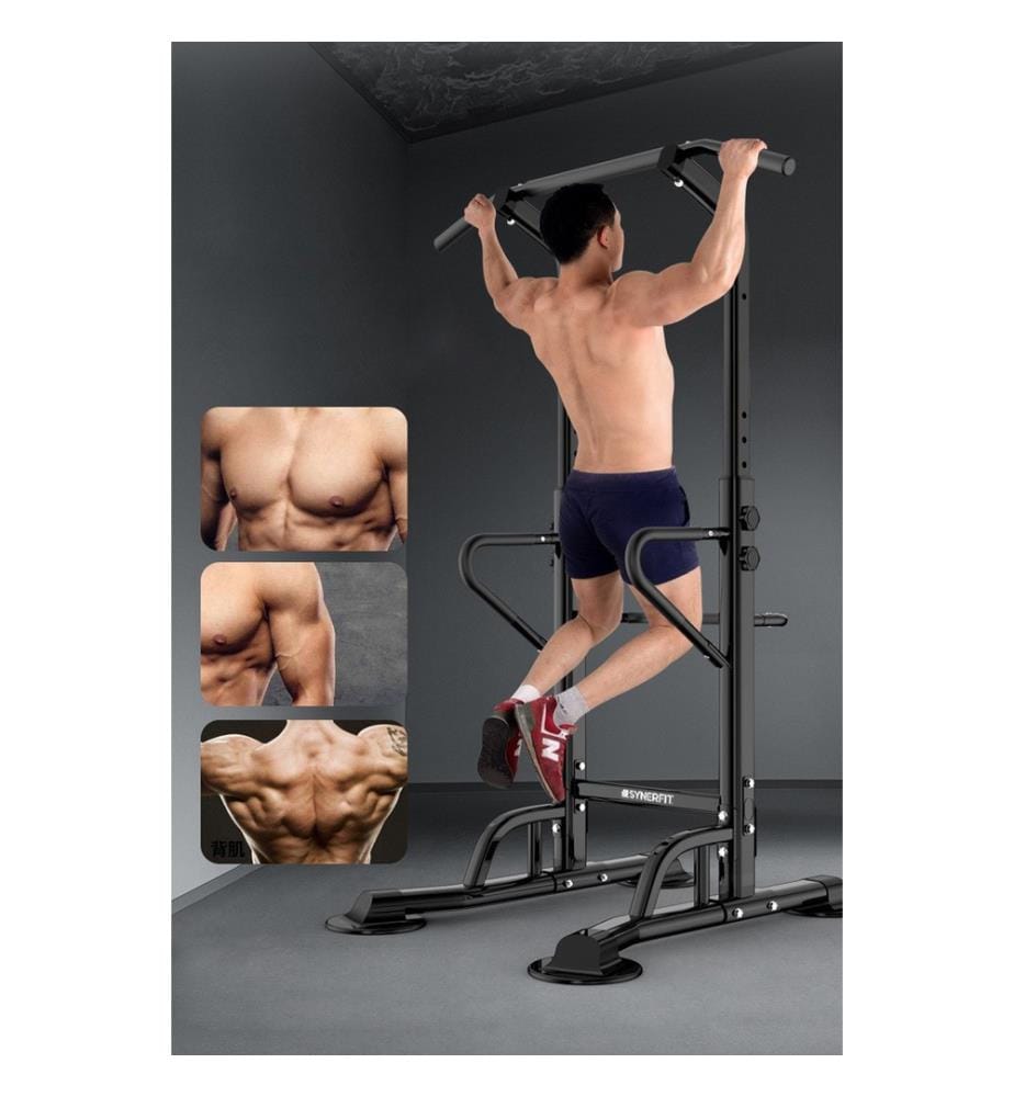 Station de Musculation FitLife Multifonctionnelle Réglable - Noir/Rouge