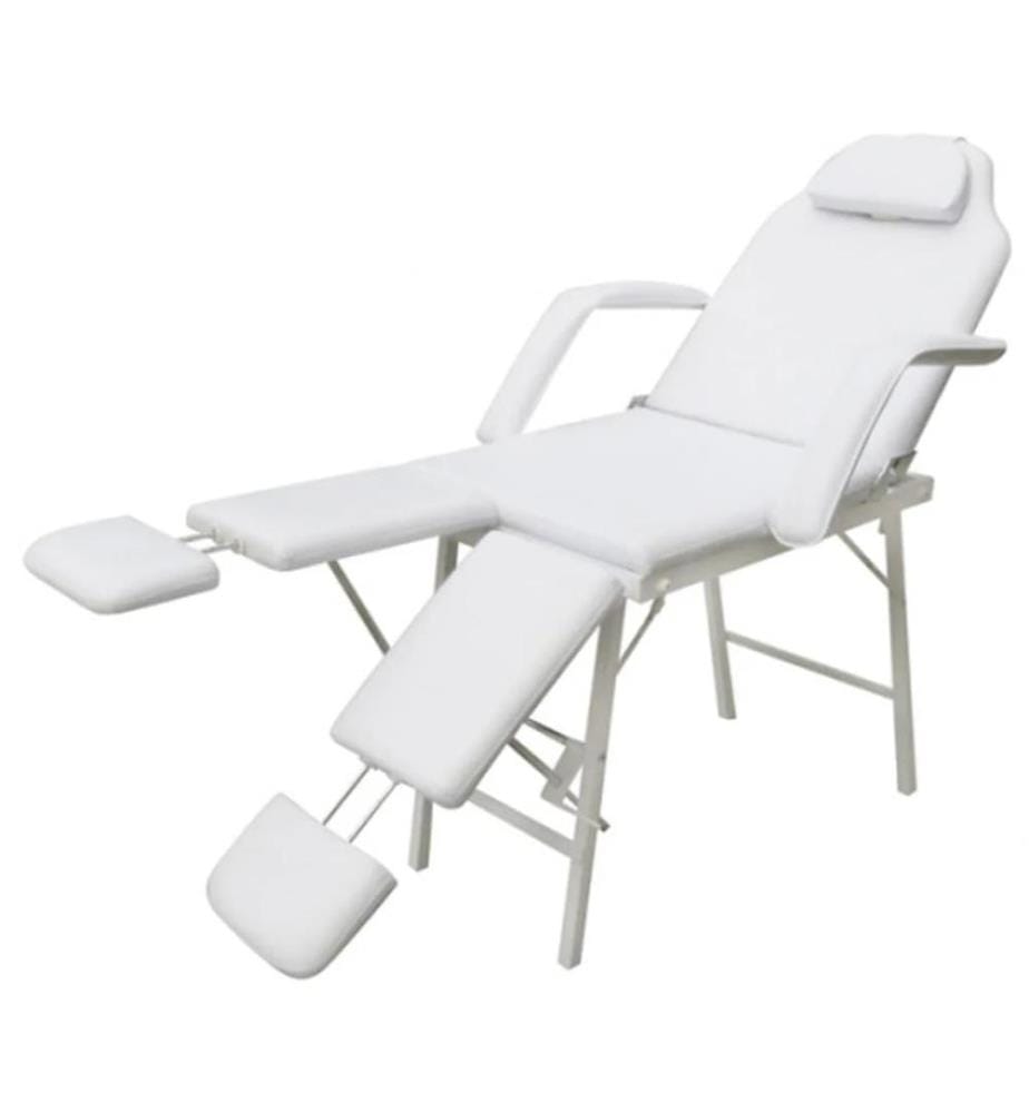 Kosmetikstuhl Tragbar Kunstleder 185×78×76 cm Weiss