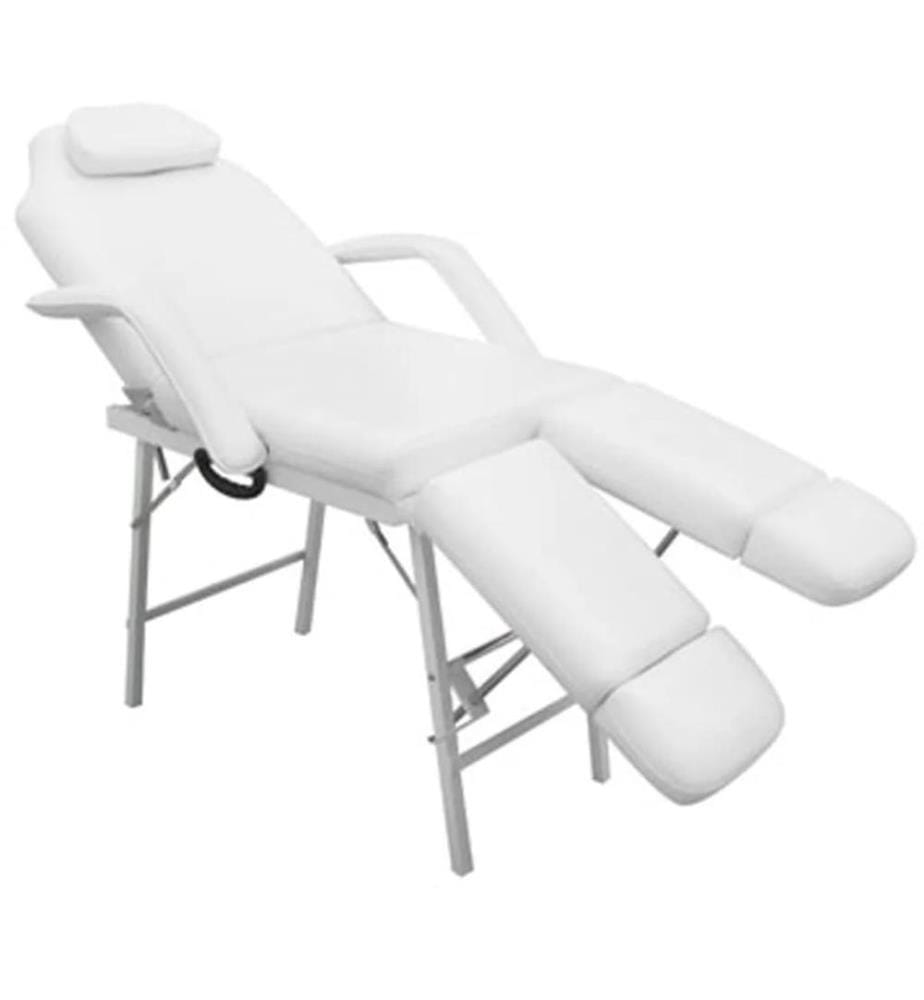 Kosmetikstuhl Tragbar Kunstleder 185×78×76 cm Weiss