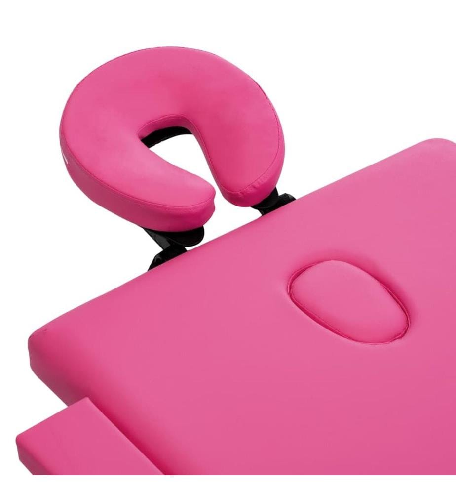Massageliege Klappbar 2-Zonen mit Holzgestell Rosa