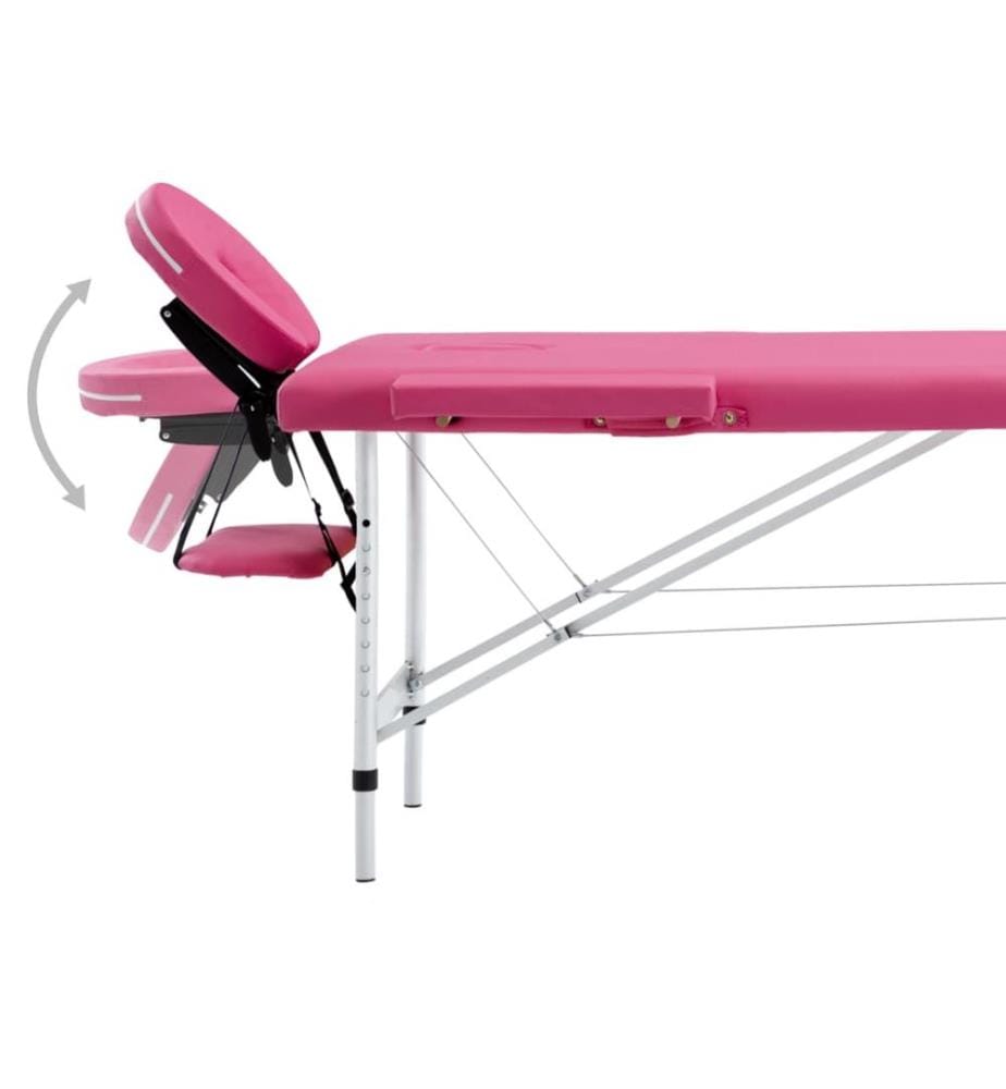 Table de massage pliable 2 zones Aluminium Rose