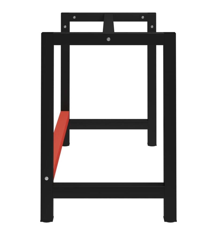 Werkbankgestell Metall 120x57x79 cm Schwarz und Rot