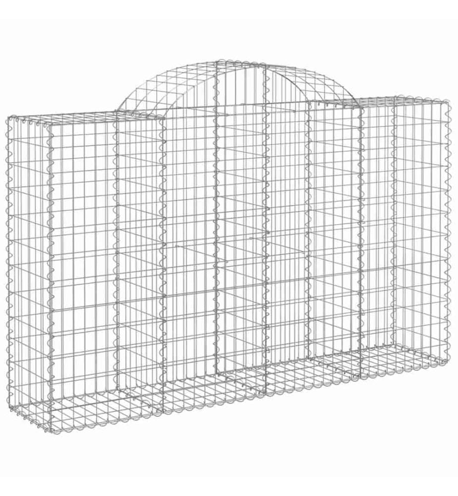 Gabione mit Hochbogen 200x50x120/140 cm Verzinktes Eisen
