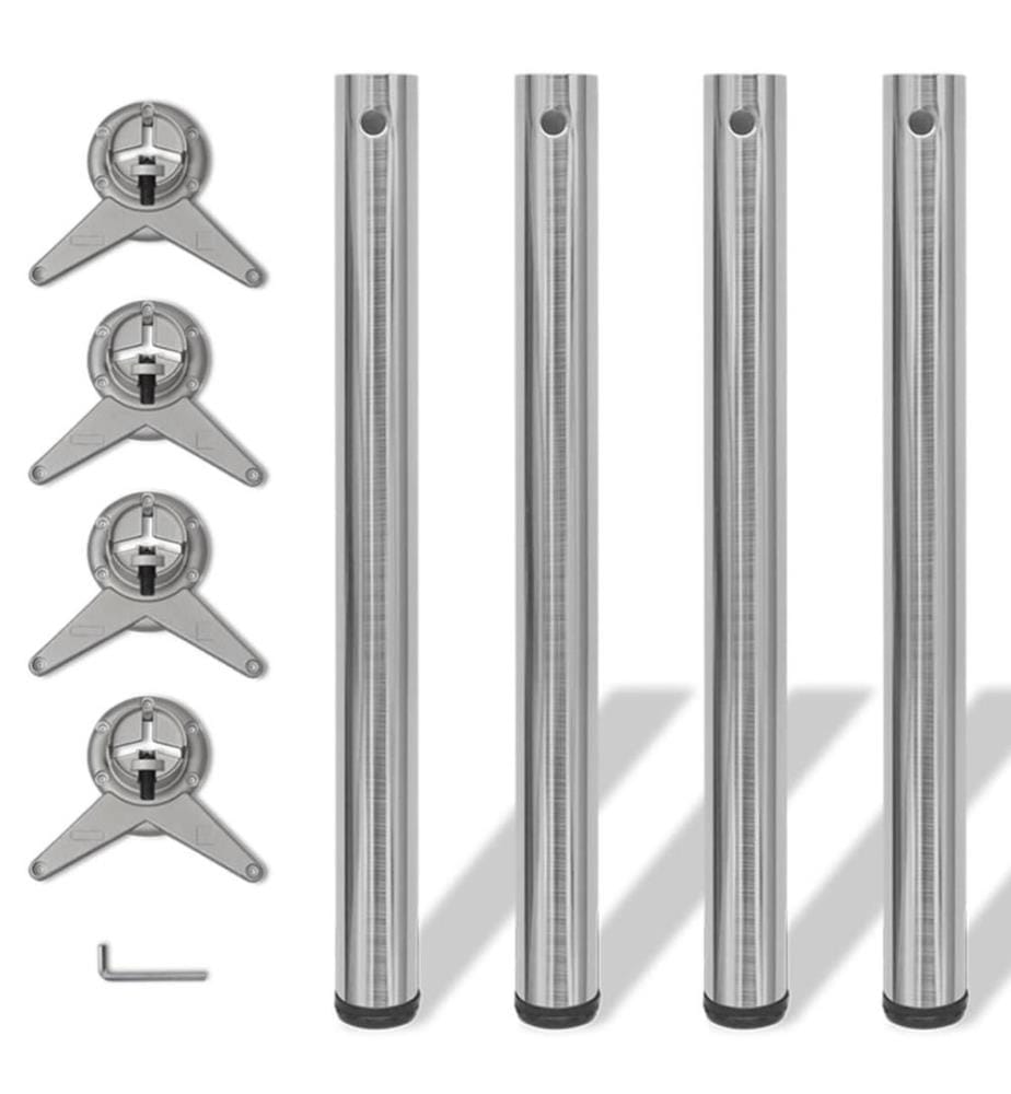 4x höhenverstellbares Tischbein Nickel gebürstet 710 mm