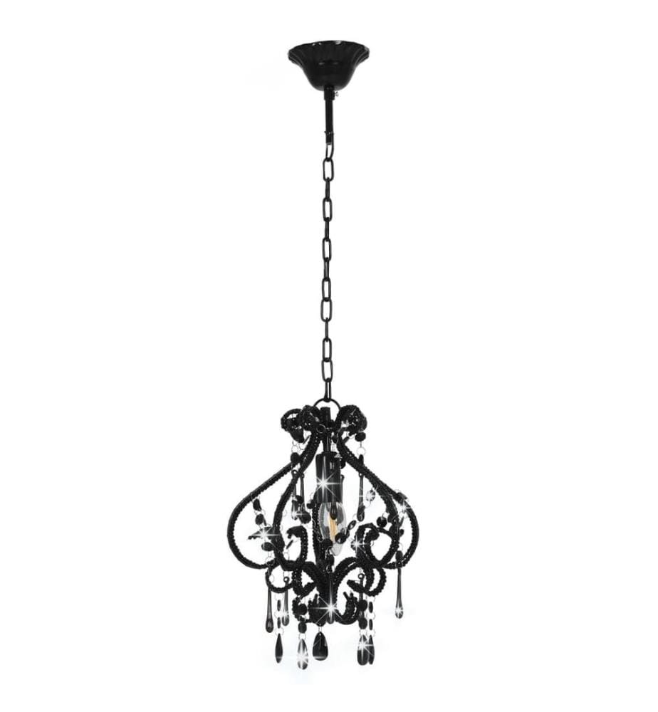 Plafonnier avec perles Noir Rond E14