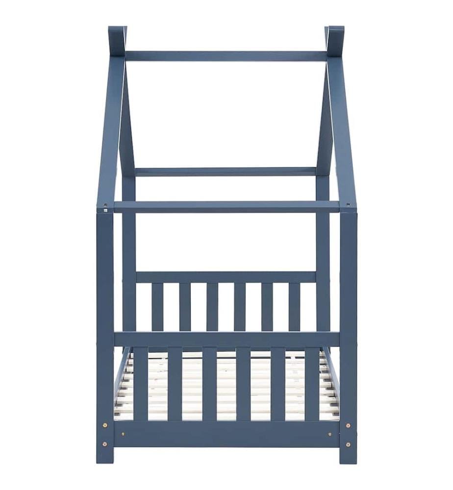 Cadre de lit d'enfant Gris Bois de pin massif 70x140 cm