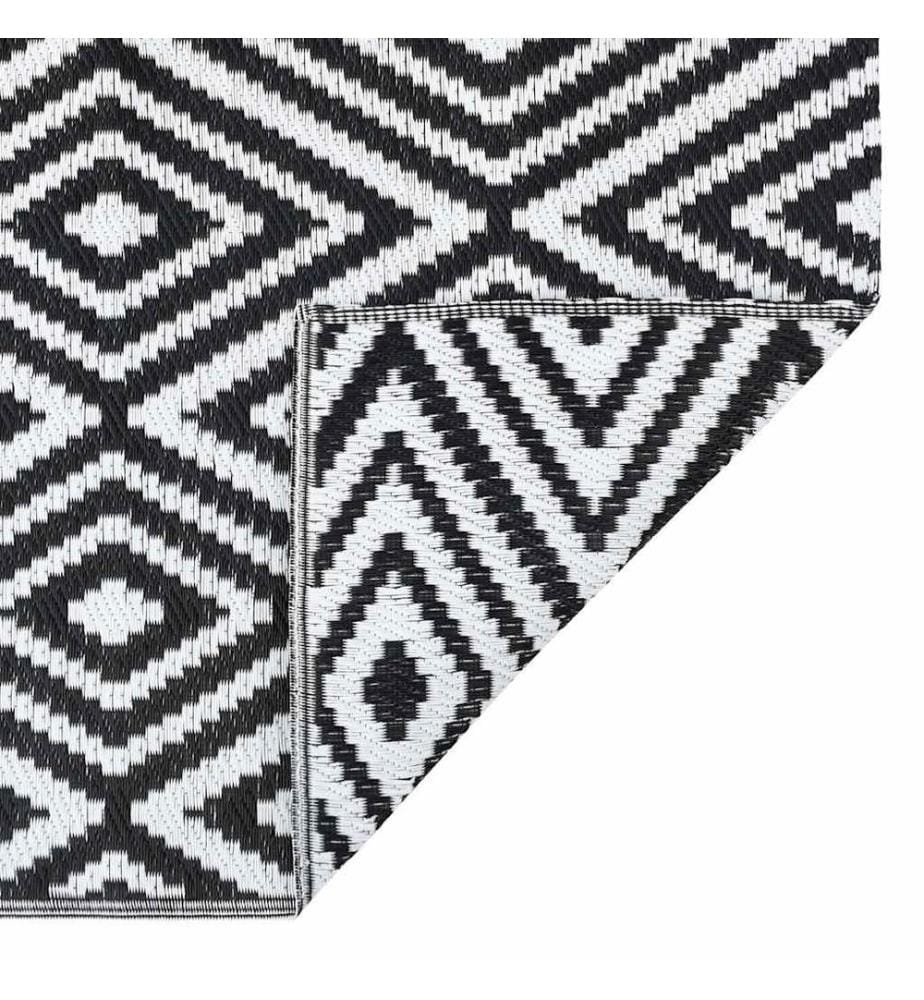 Outdoor-Teppich ARAKIL Weiss und Schwarz 190x290 cm PP