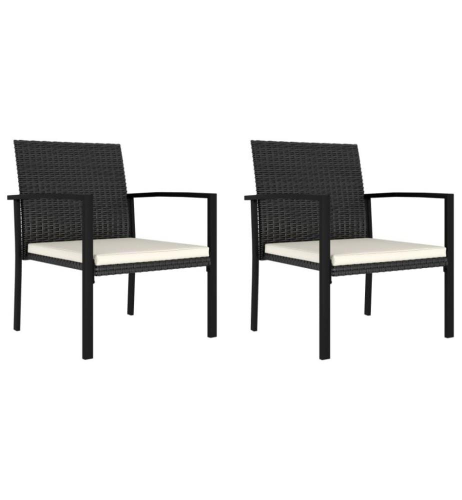 Chaises de salle à manger de jardin 2 pcs Résine tressée Noir