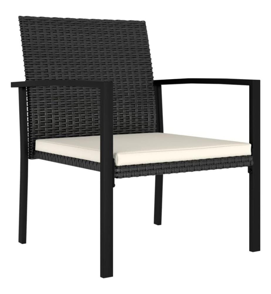 Chaises de salle à manger de jardin 2 pcs Résine tressée Noir