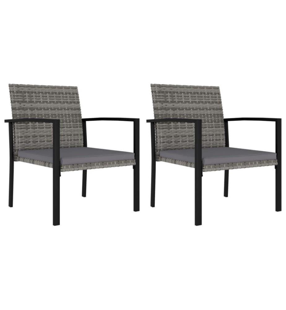 Chaises de salle à manger de jardin 2 pcs Résine tressée Gris
