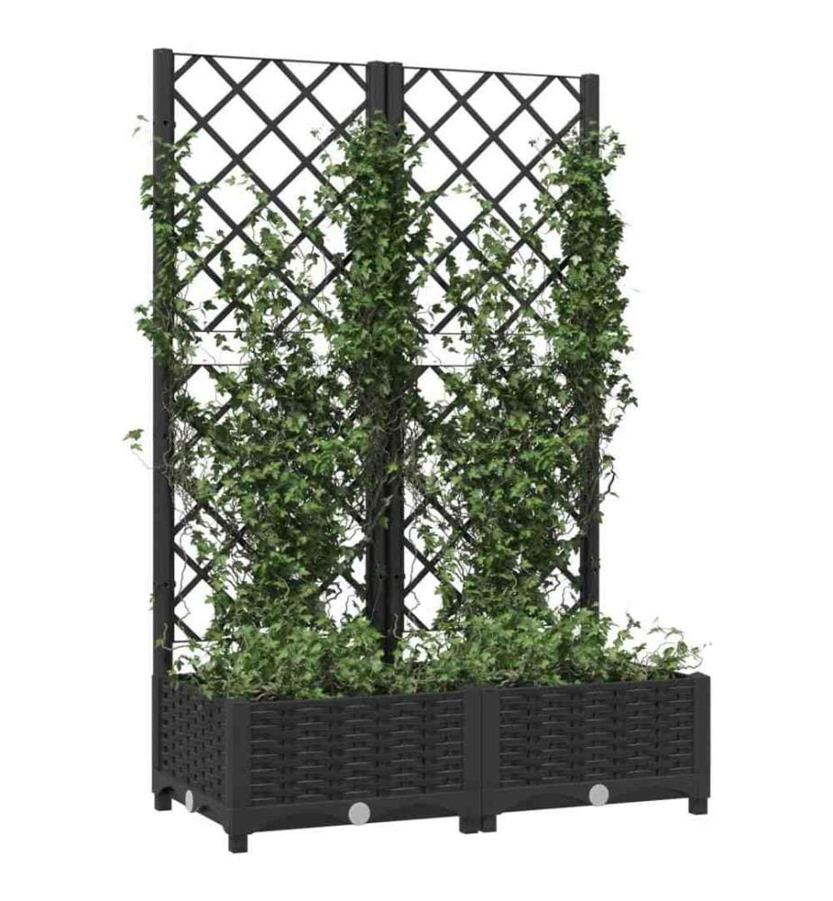 Jardinière avec treillis Noir 80x40x121,5 cm PP