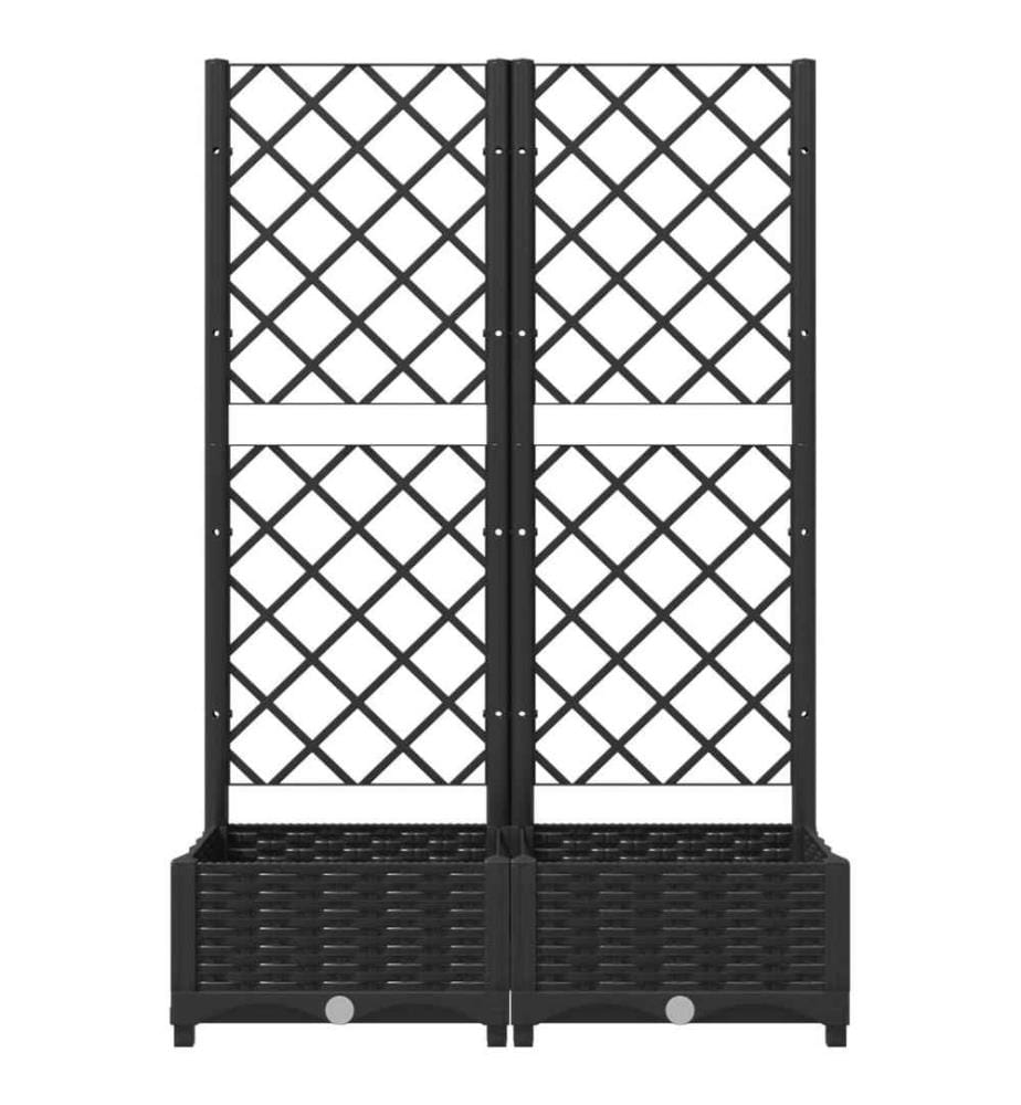 Jardinière avec treillis Noir 80x40x121,5 cm PP