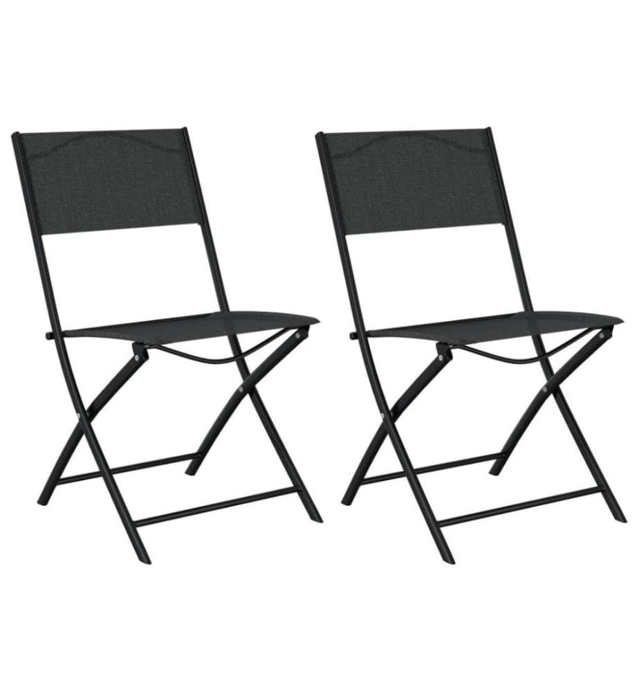 Chaises d'extérieur pliables 2 pcs Noir Acier et textilène