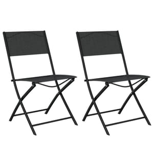 Chaises d'extérieur pliables 2 pcs Noir Acier et textilène
