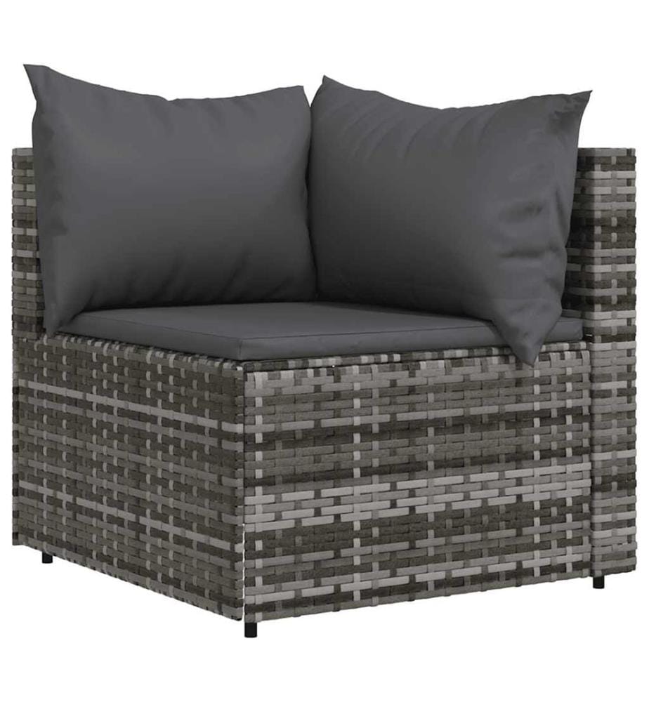 Canapés d'angle de jardin et coussins 2 pcs gris résine tressée