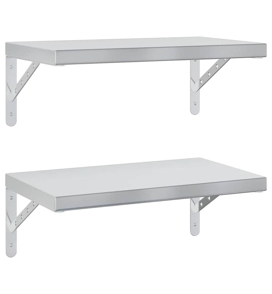 Wandregale 2 Stk. 50x30 cm Silbern Edelstahl