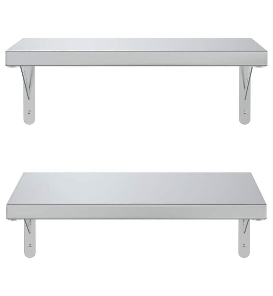 Wandregale 2 Stk. 50x30 cm Silbern Edelstahl