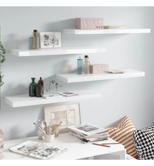 Schweberegale 4 Stk. Hochglanz-Weiss 80x23,5x3,8 cm MDF