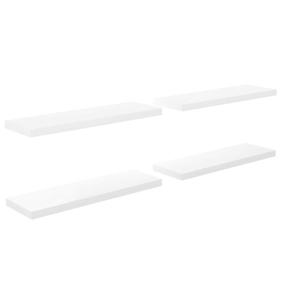 Schweberegale 4 Stk. Hochglanz-Weiss 80x23,5x3,8 cm MDF