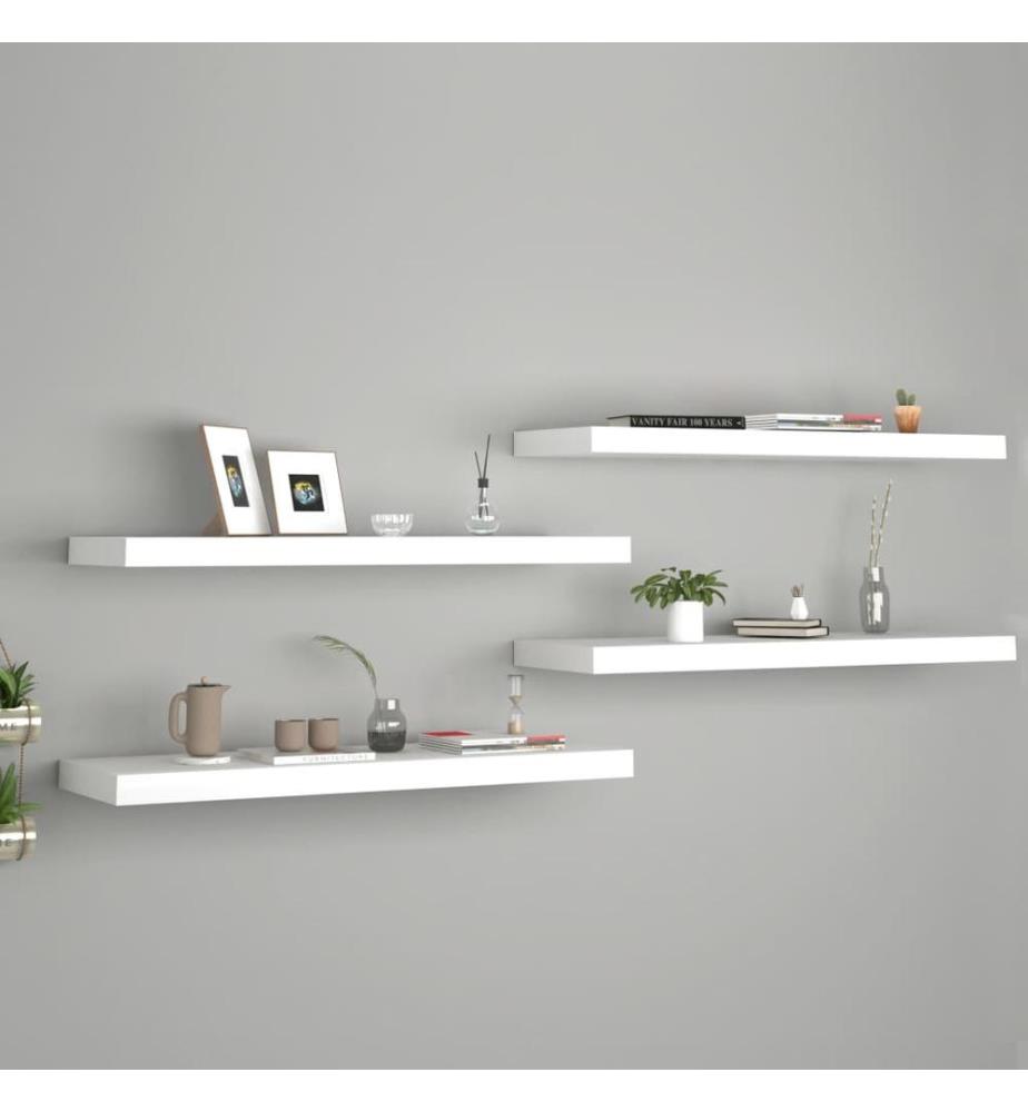 Schweberegale 4 Stk. Weiss 80x23,5x3,8 cm MDF