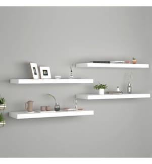 Schweberegale 4 Stk. Weiss 80x23,5x3,8 cm MDF