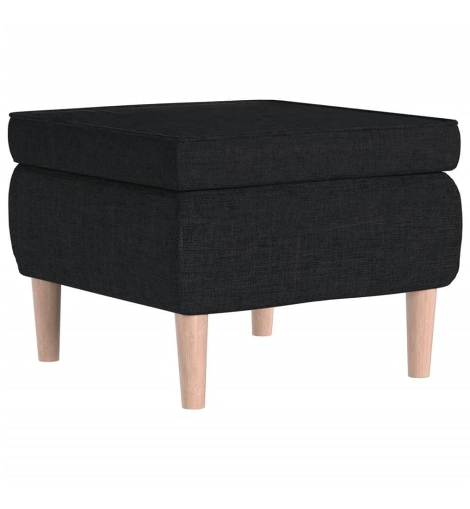 Tabouret avec pieds en bois Noir Tissu