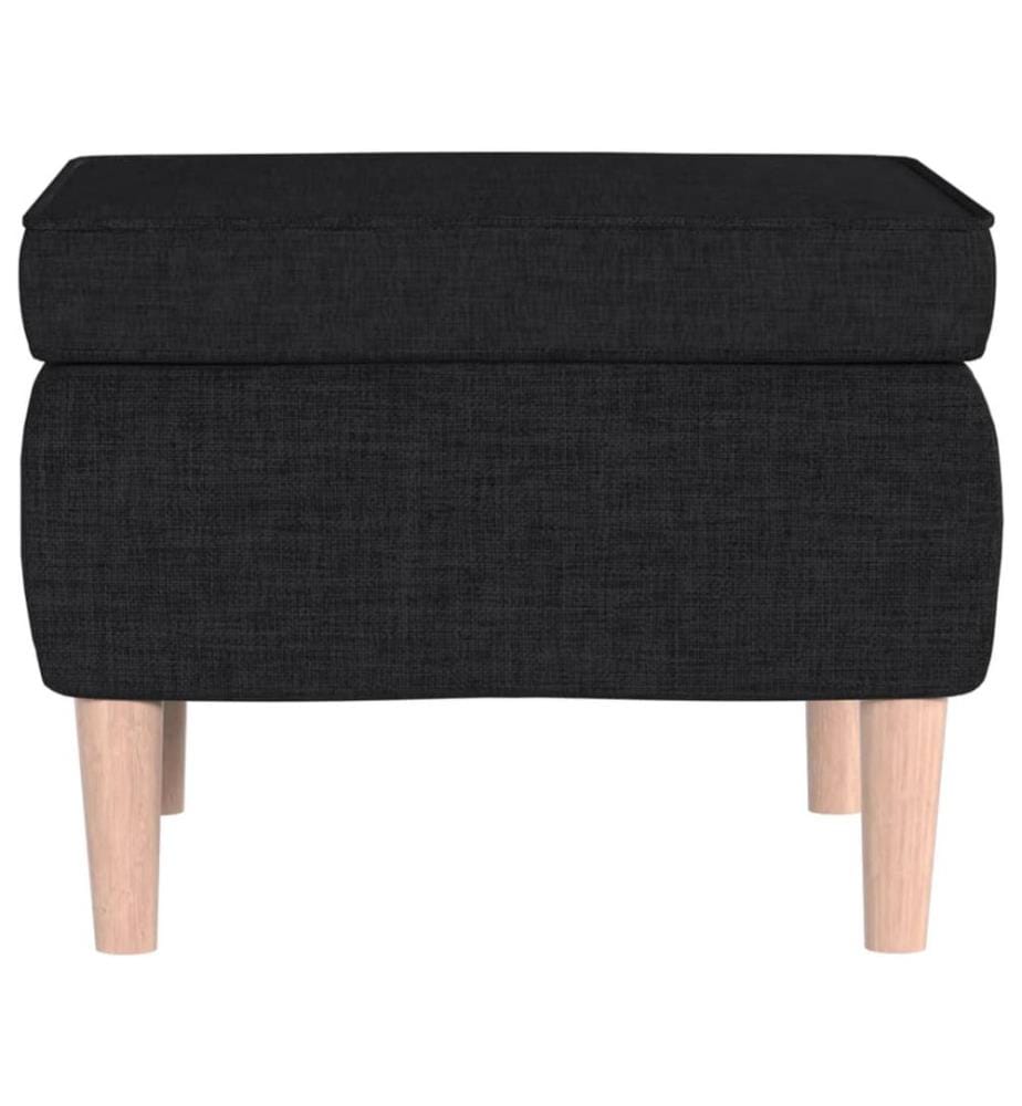 Tabouret avec pieds en bois Noir Tissu