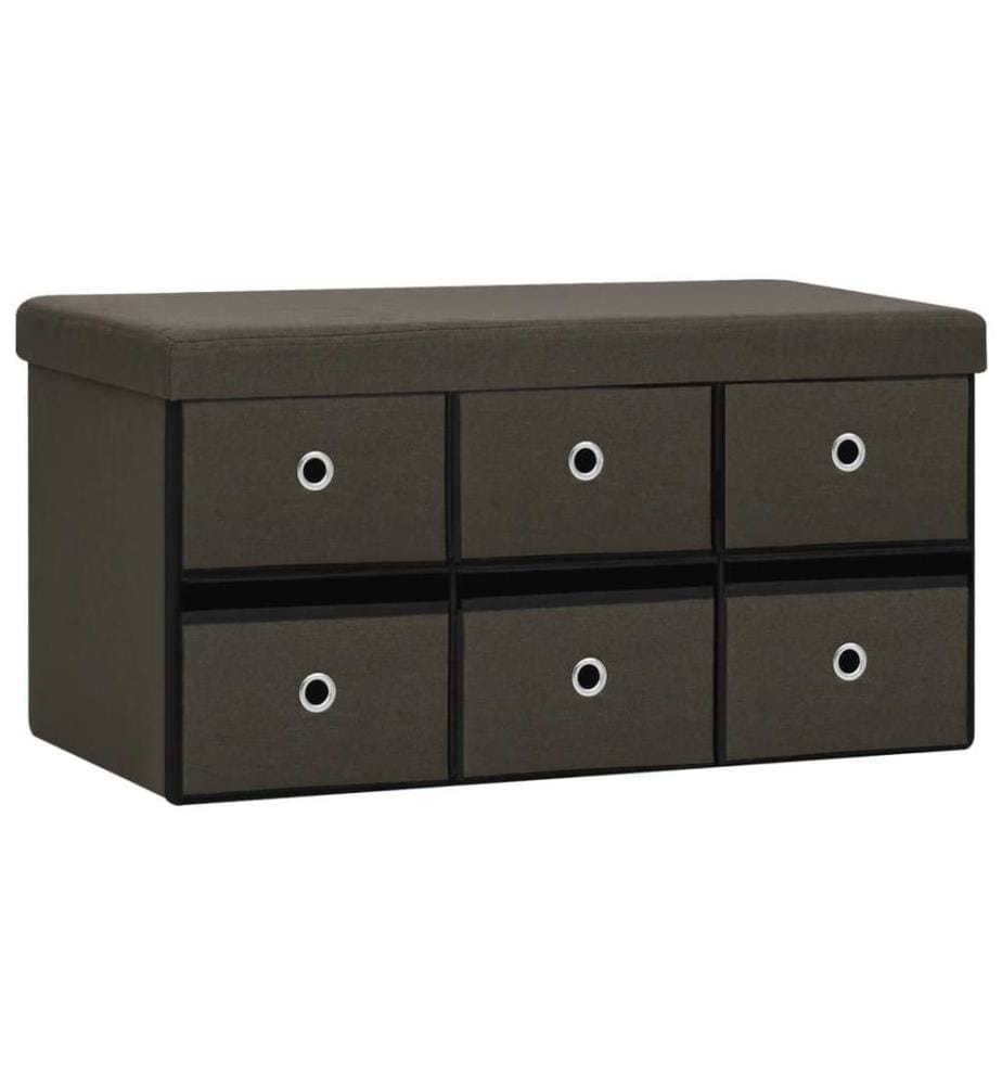 Banc de rangement pliable Marron foncé 76x38x38 cm Faux lin