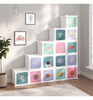 Kinderschrank Modular mit 15 Würfeln Weiss PP