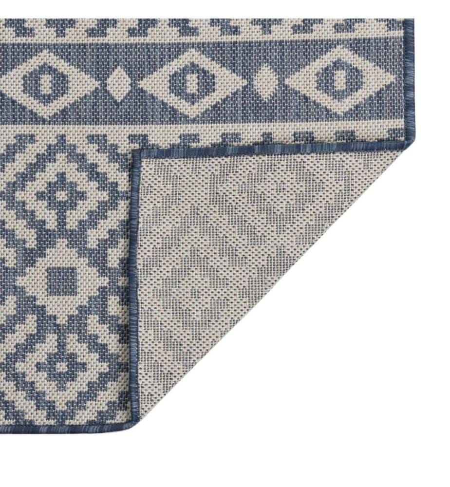 Tapis à tissage plat d'extérieur 160x230 cm Rayures bleues