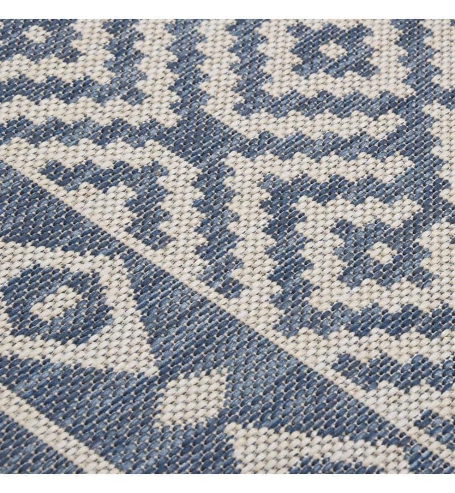 Tapis à tissage plat d'extérieur 160x230 cm Rayures bleues