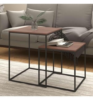 Couchtisch-Set 2-tlg. Holzwerkstoff und Metall