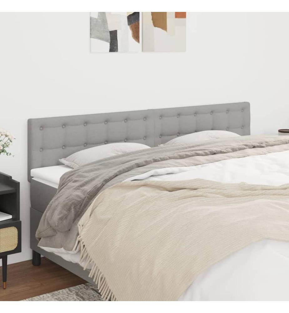 Kopfteile 2 Stk. Hellgrau 90x5x78/88 cm Stoff
