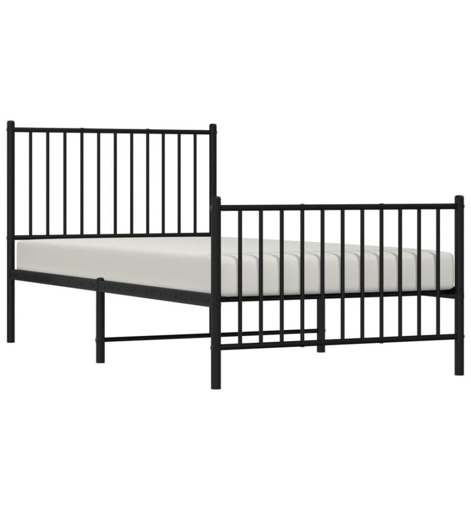 Bettgestell mit Kopf- und Fussteil Metall Schwarz 90x190 cm