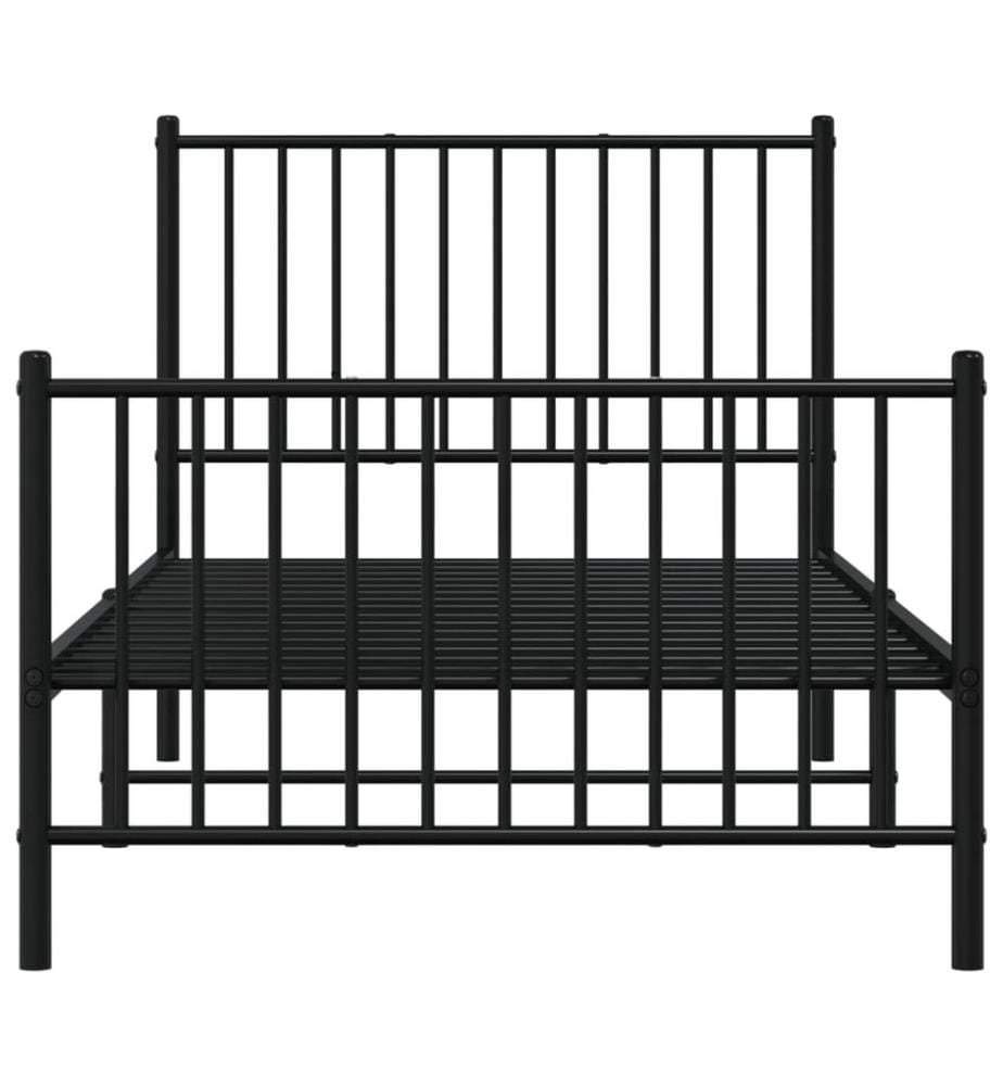 Bettgestell mit Kopf- und Fussteil Metall Schwarz 90x190 cm