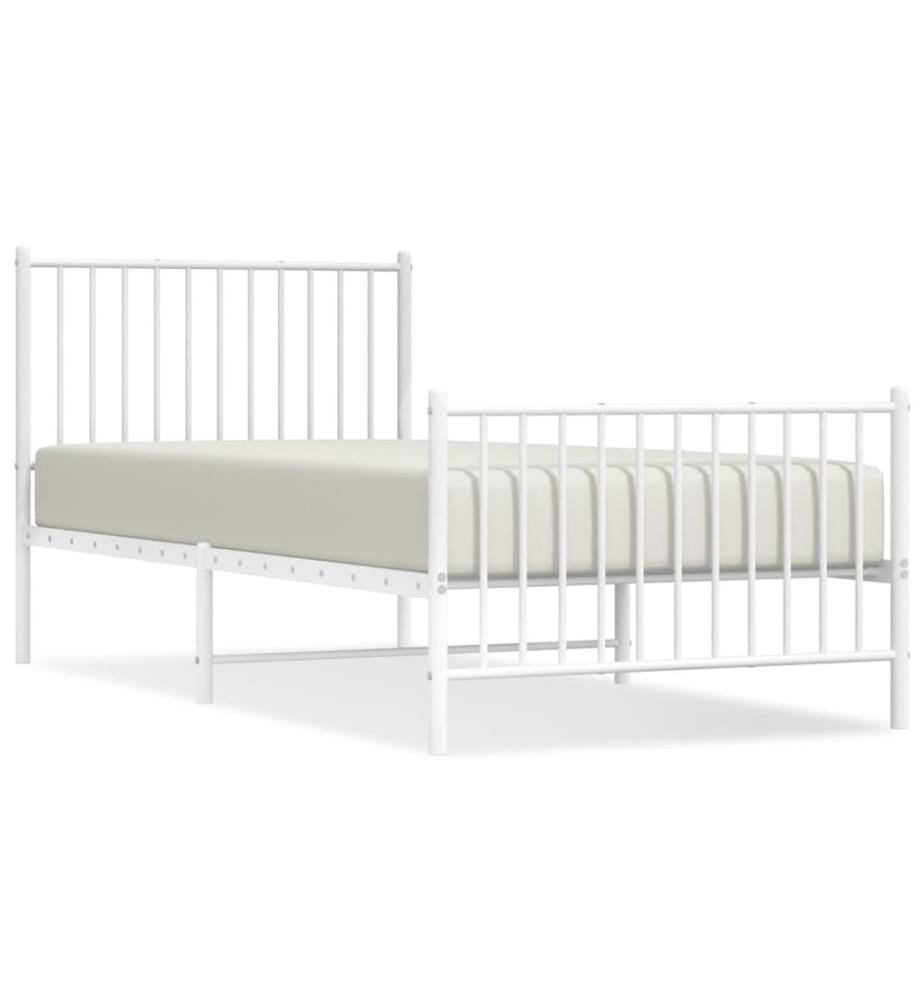 Bettgestell mit Kopf- und Fussteil Metall Weiss 90x200 cm