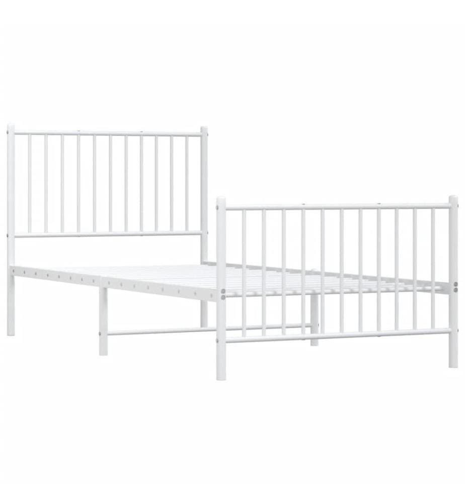 Bettgestell mit Kopf- und Fussteil Metall Weiss 90x200 cm