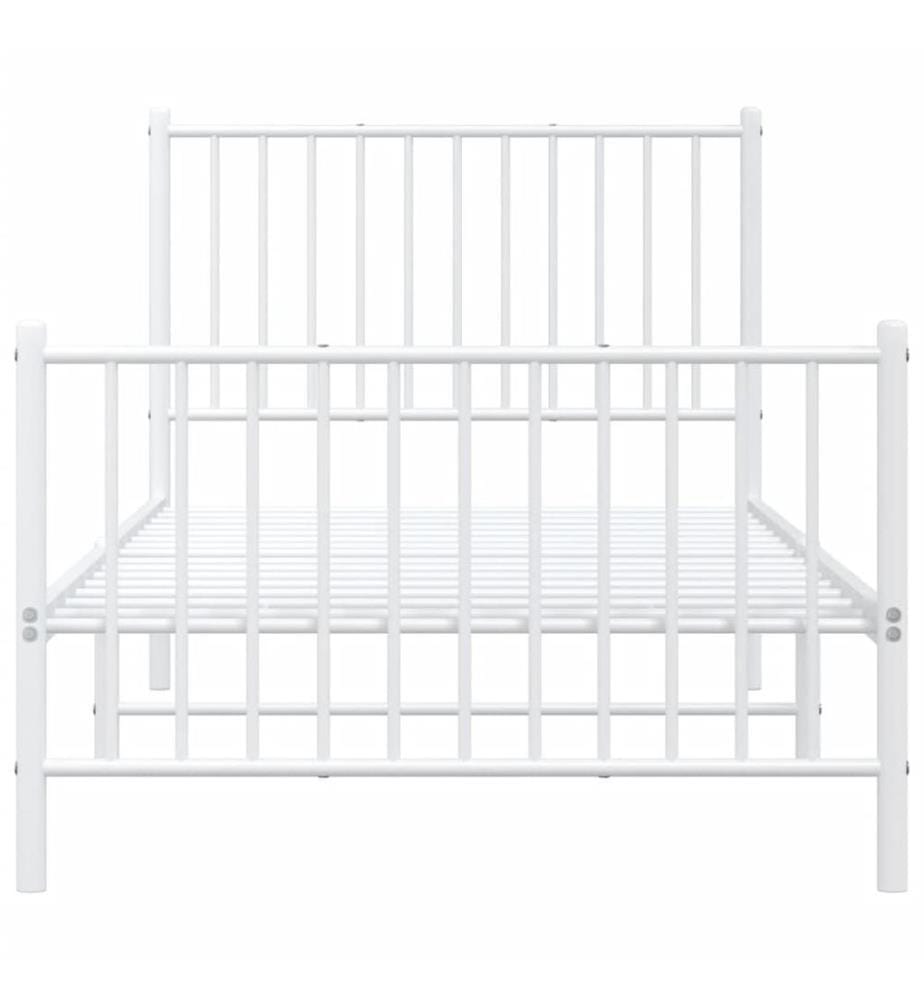 Bettgestell mit Kopf- und Fussteil Metall Weiss 90x200 cm