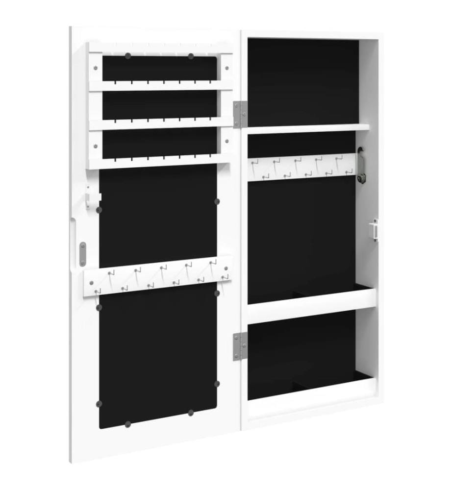 Armoire à bijoux avec miroir murale blanc 30x8,5x67 cm