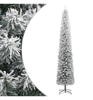 Sapin de Noël mince avec support et flocon de neige 270 cm PVC