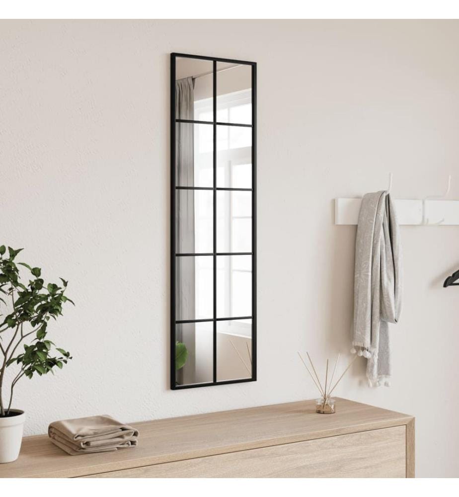 Miroir mural noir 30x100 cm rectangulaire fer