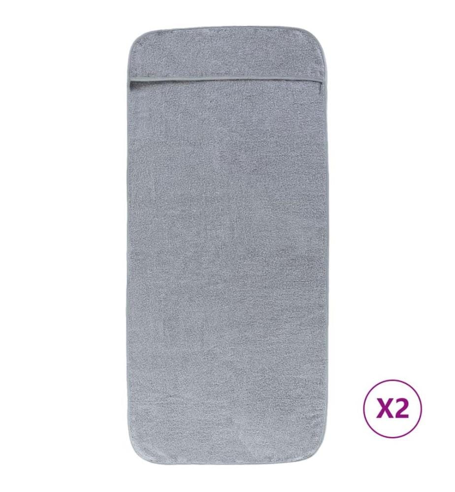 Serviettes de plage 2 pcs gris 75x200 cm tissu 400 GSM