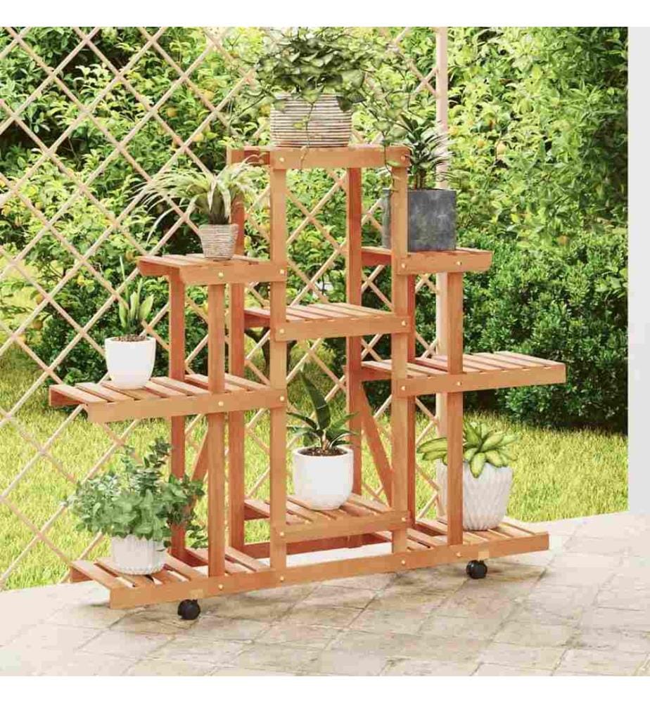 Blumenständer mit Rollen 110x25x101 cm Massivholz Tanne
