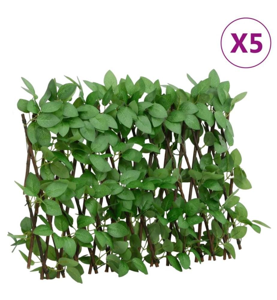 Treillis de lierre artificiel extensible 5 pcs vert 180x30 cm