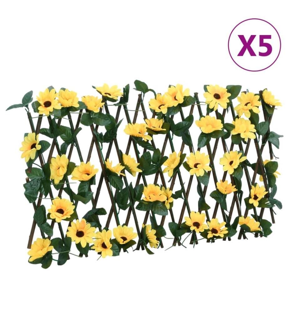 Treillis de lierre artificiel extensible 5 pcs jaune 180x20 cm