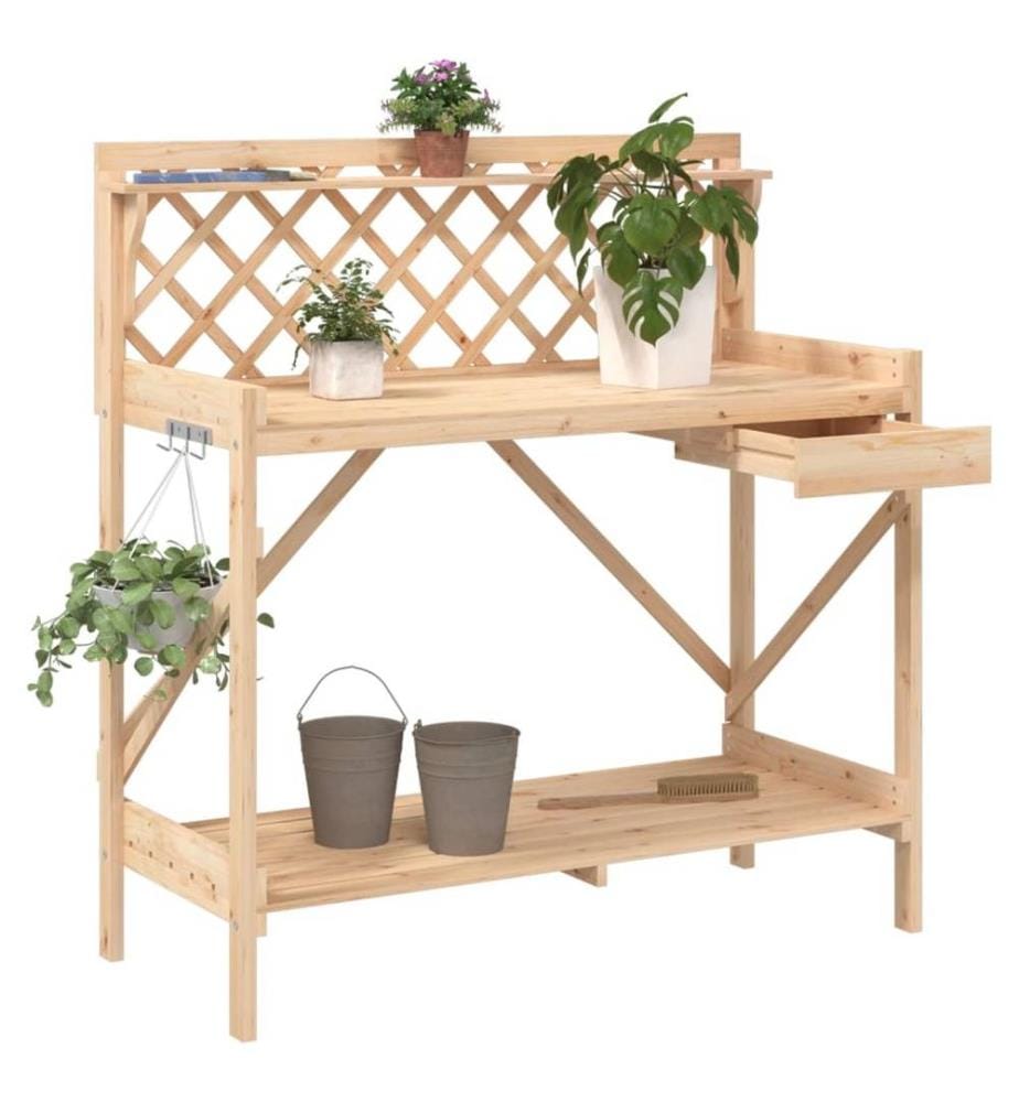Pflanztisch mit Rankgitter Massivholz Tanne