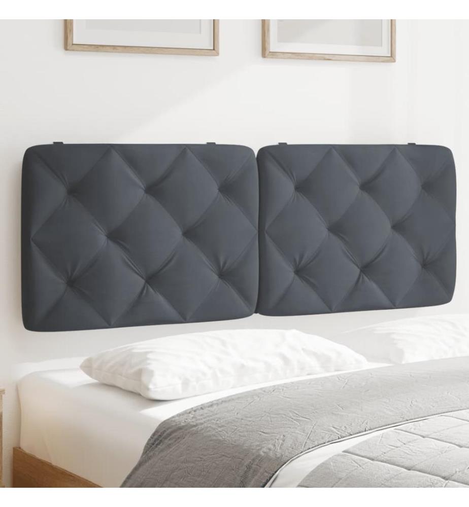 Coussin de tête de lit gris foncé 140 cm velours