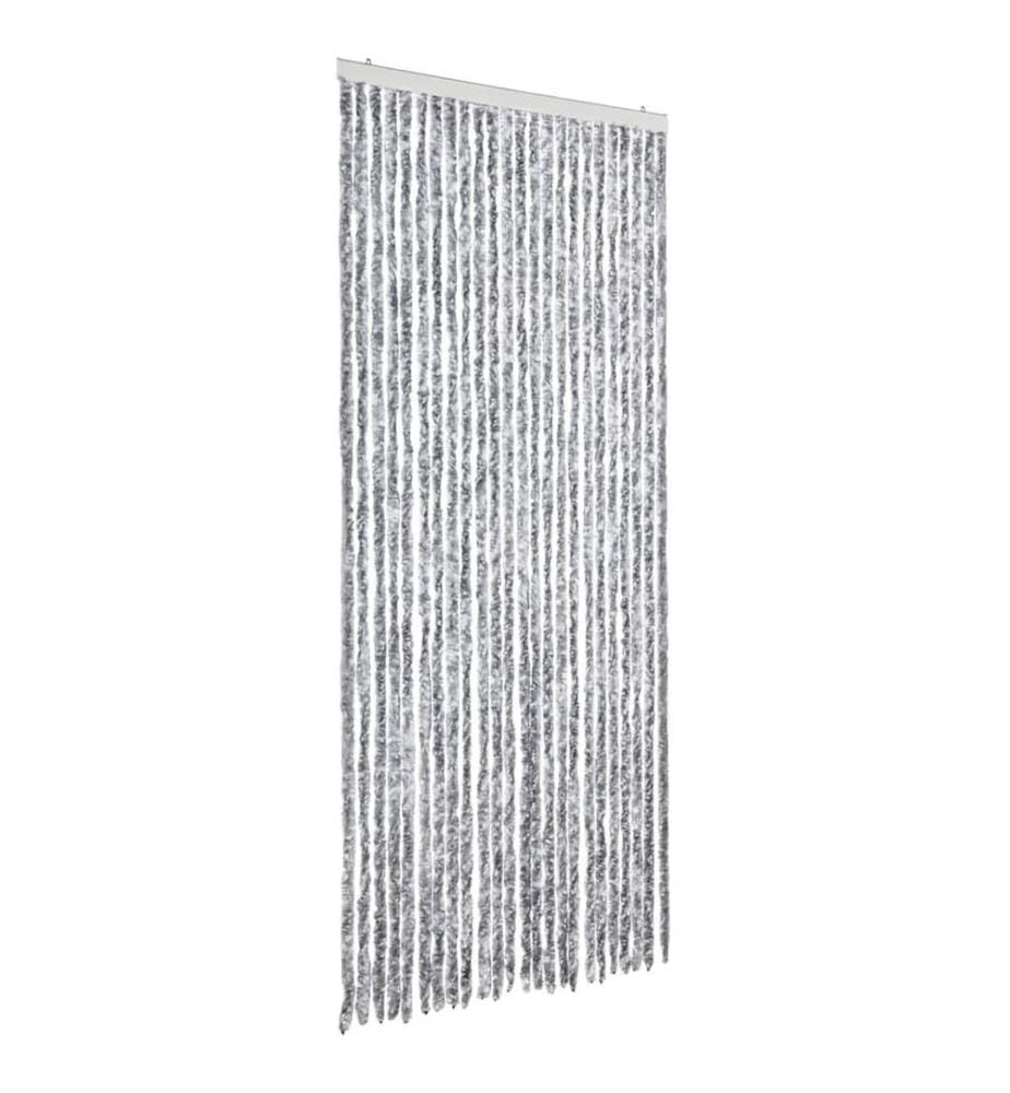Rideau anti-mouches blanc et gris 100x200 cm chenille