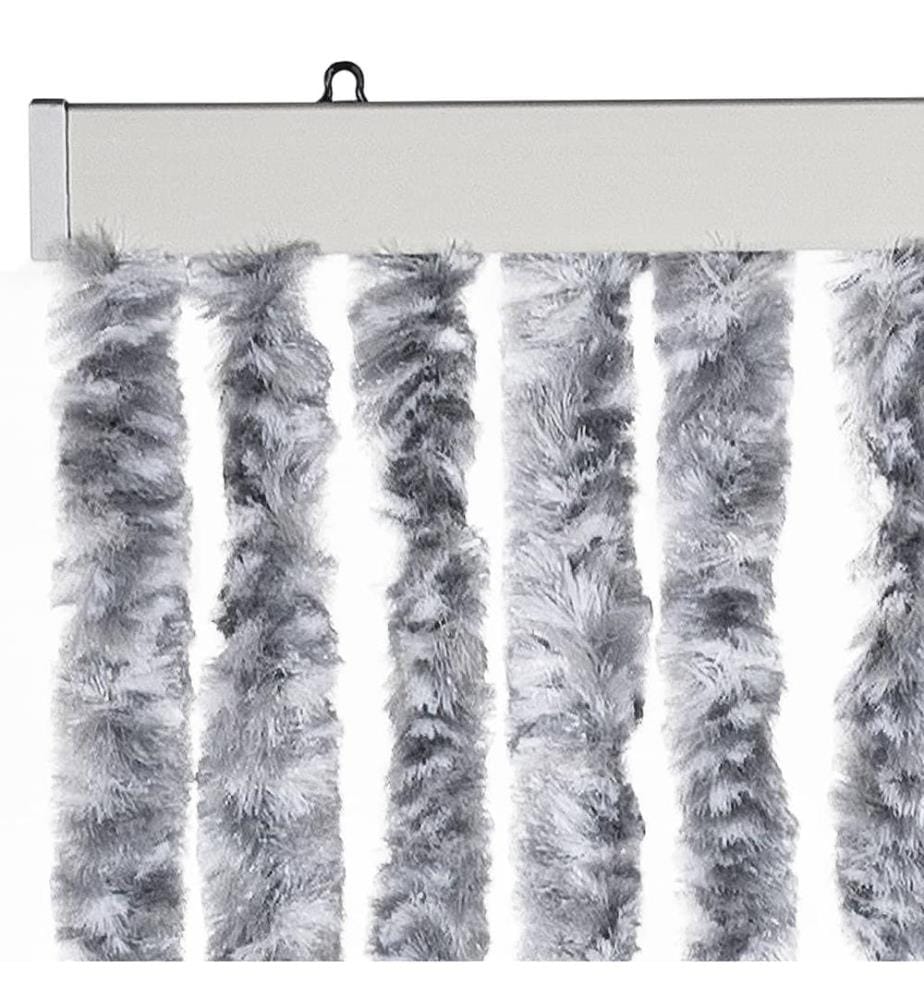 Rideau anti-mouches blanc et gris 100x200 cm chenille